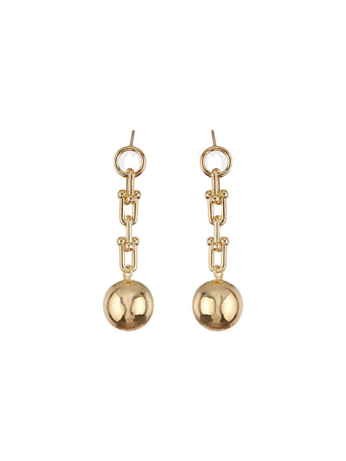 Anti-Tarnish 18k Gold Plated Link Spherical ball Dangler Earrings