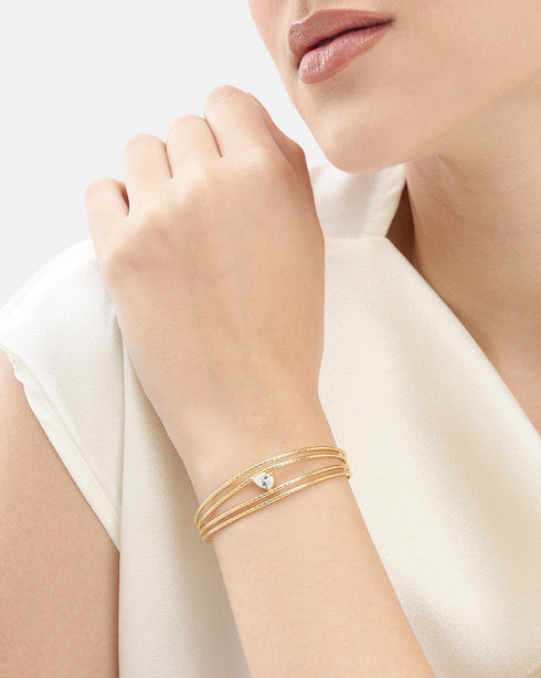18kt Gold Plated CZ Four Bar Bangle Style Cuff Bracelet