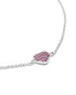 Rhodium Plated Red Ruby Heart Wraparound Bracelet