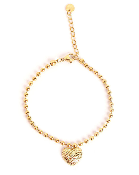 18kt Gold Plated Heart Charm Adjustable Bracelet