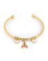 18kt Gold Plated Eiffel Tower and Heart Charm Cuff Bracelet