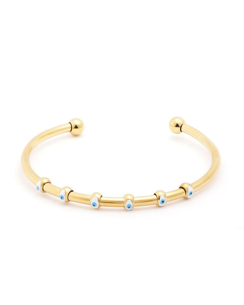 18kt Gold Plated Evil Eye Cuff Link Bracelet