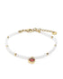 18kt Gold Plated Pearl and Dangling Heart Solitaire Charm Bracelet