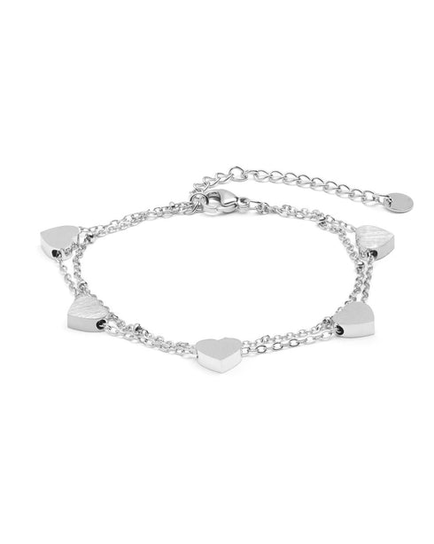 Silver Plated and Heart Multistrand Bracelet