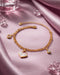 18kt Gold Plated CZ Dangling Shell Heart Double Chain Bracelet
