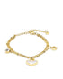 18kt Gold Plated CZ Dangling Shell Heart Double Chain Bracelet