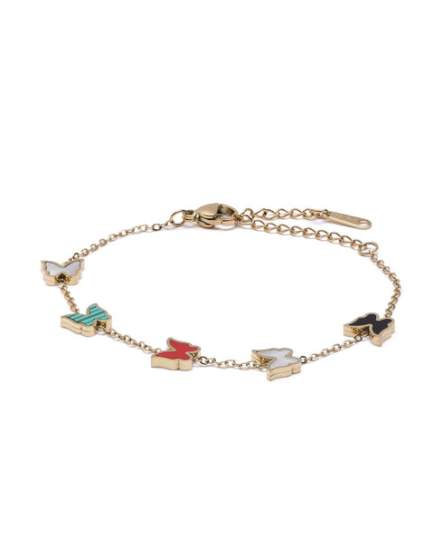 Gold Plated Shell Buterfly Charm Bracelet