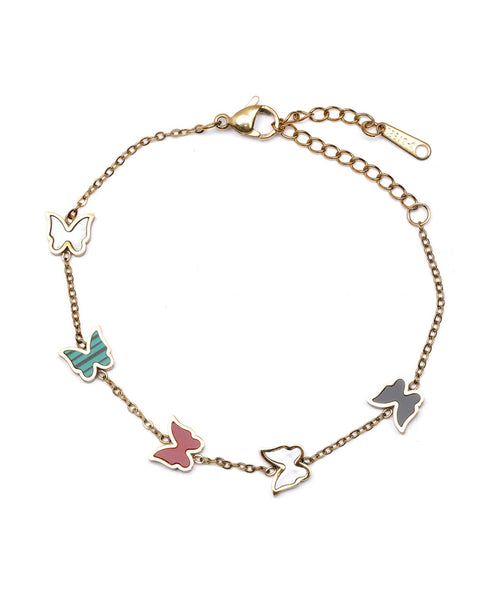 Gold Plated Shell Buterfly Charm Bracelet