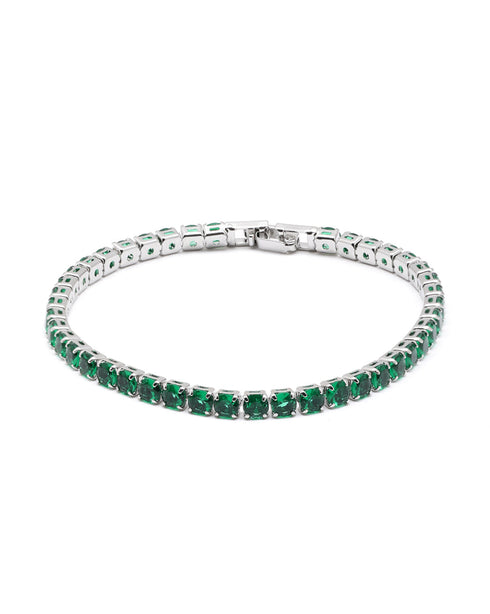 Silver Plated Green CZ Tennis Wraparound Bracelet