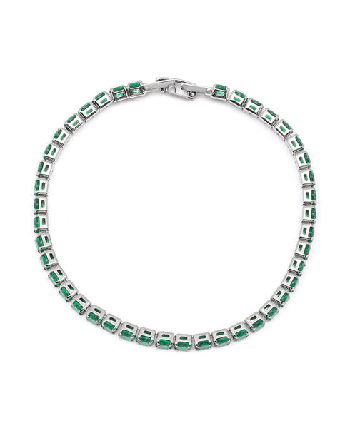 Silver Plated Green CZ Tennis Wraparound Bracelet