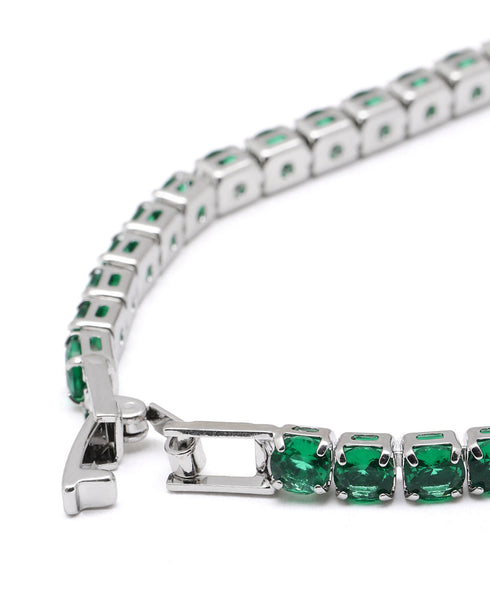 Silver Plated Green CZ Tennis Wraparound Bracelet