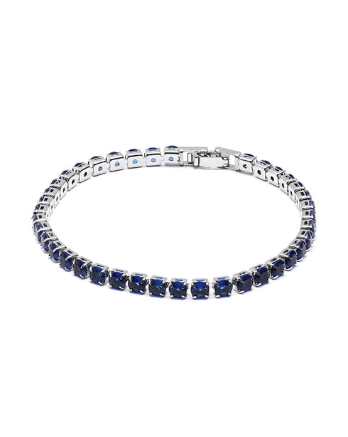 Silver Plated Blue CZ Tennis Wraparound Bracelet