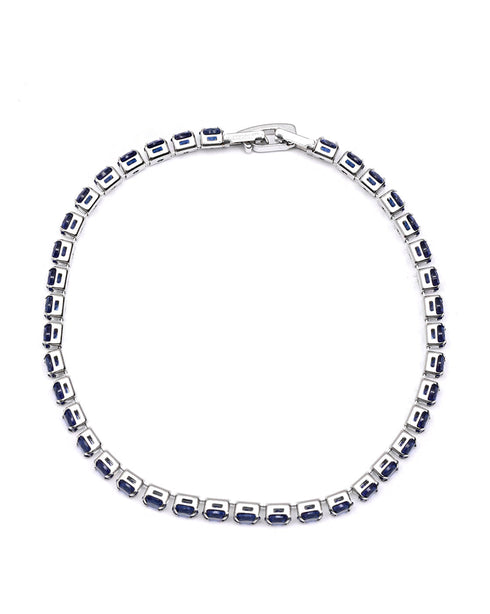 Silver Plated Blue CZ Tennis Wraparound Bracelet