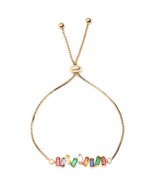 Gold Plated CZ Color Pop Crystal Adjustable Bracelet
