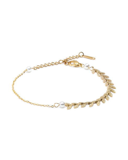 Gold Plated Pearl Wraparound Bracelet