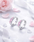 Rhodium Plated Pink CZ Studded Mini Hoop Earring
