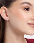 Rhodium Plated Pink CZ Studded Mini Hoop Earring