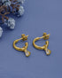 18kt Gold Plated Dangling CZ Half Hoop Earring