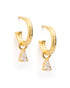 18kt Gold Plated Dangling CZ Half Hoop Earring