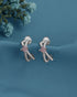 Rhodium Plated Pink Quartz Studded Half Hoop Earriing