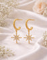 18kt Gold Plated CZ Dangling Star Half Hoop Earring