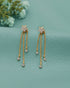 18kt Gold Plated Dangling CZ and Chain Floral Drop Earring