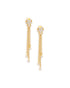 18kt Gold Plated Dangling CZ and Chain Floral Drop Earring
