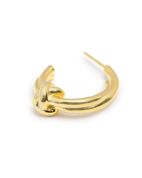 18kt Gold Plated Double Bar & Circular Half Hoop Earring