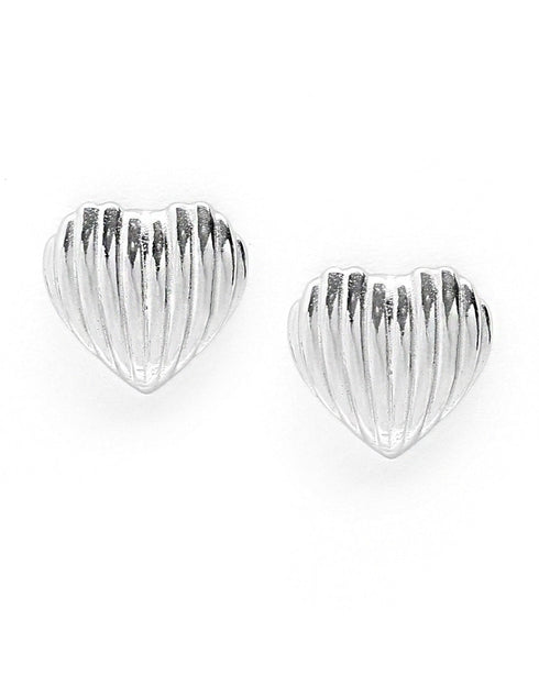 Rhodium Plated Mini Heart Stud Earring