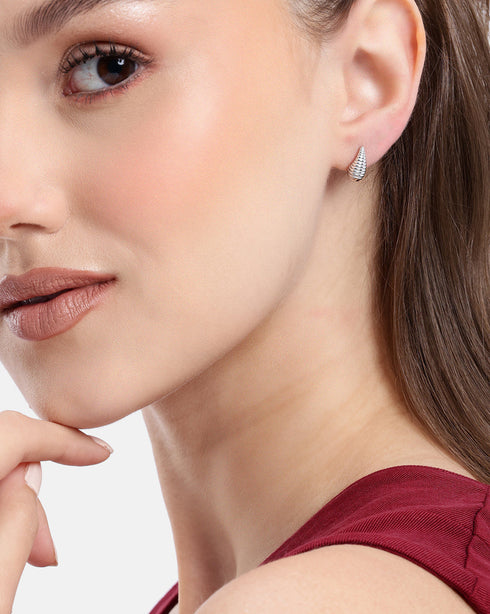 Rhodium Plated Mini Teardrop Stud Earring