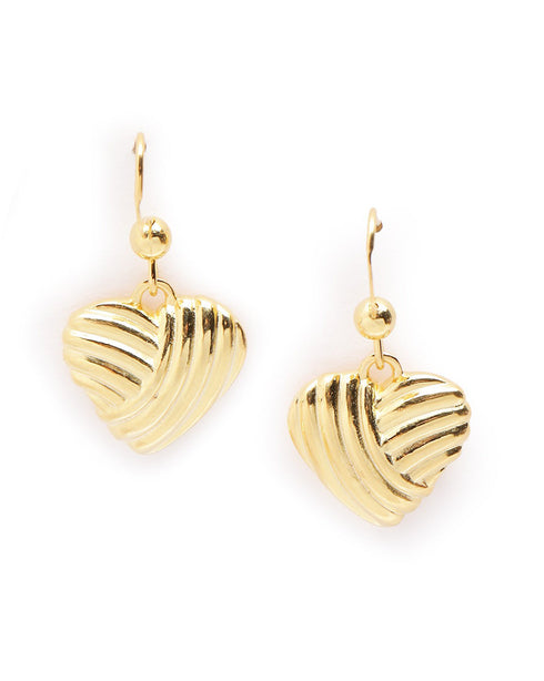 18kt Gold Plated Dangling Heart Drop Earring