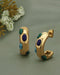 18kt Gold Plated Multiple Stone Contemporary Half Hoop Earring