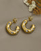 18kt Gold Plated CZ Contemporary Half Hoop Earring