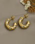 18kt Gold Plated CZ Contemporary Half Hoop Earring