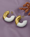 18kt Gold Plated Crescent Dual Color Half Hoop Earring