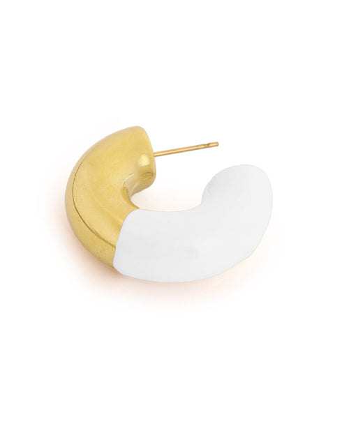 18kt Gold Plated Crescent Dual Color Half Hoop Earring