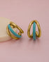 Genz 18kt Gold Plated Enamel Triple Layered Half Hoop Earring