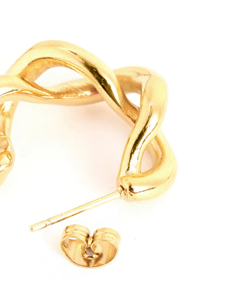 Genz 18kt Gold Plated Contemporary Half Hoop Earring