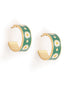 Genz 18kt Gold Plated Enamel Circular Half Hoop Earring