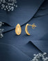 18kt Gold Plated CZ Bejeweled Oval Stud Earring