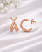 18kt Rose Gold Plated Curved CZ Half Hoop Earring