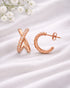 18kt Rose Gold Plated Curved CZ Half Hoop Earring