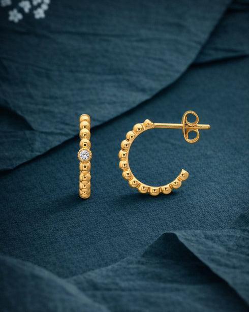 18kt Gold Plated CZ Half Hoop Earring