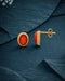 18kt Gold Plated Red Stone Oval Stud Earring