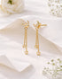 18kt Gold Plated CZ Dangling Star and Crescent Drop Earring