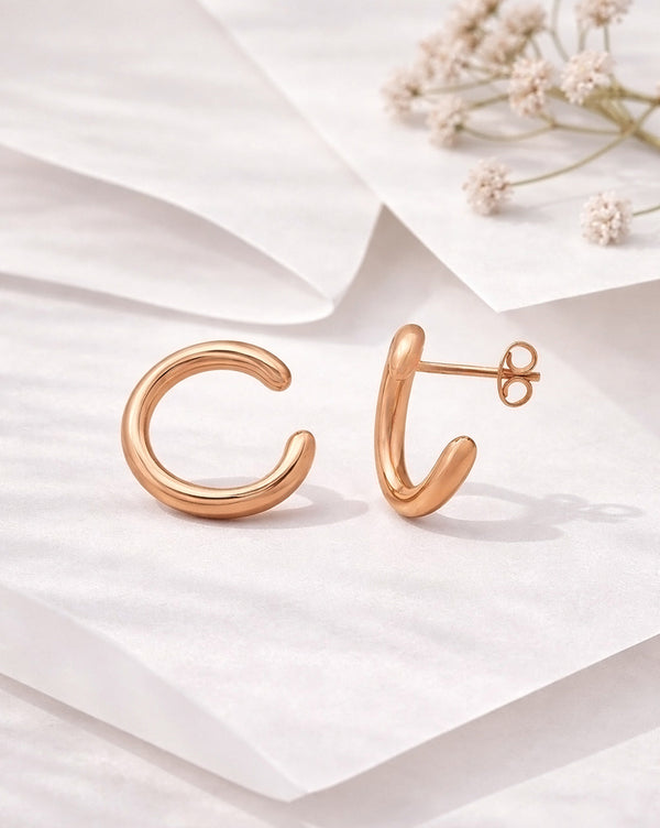 18kt Rose Gold Plated Contemporary Stud Earring