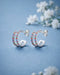 Rhodium Plated Multi Colour CZ Half Hoop Earring