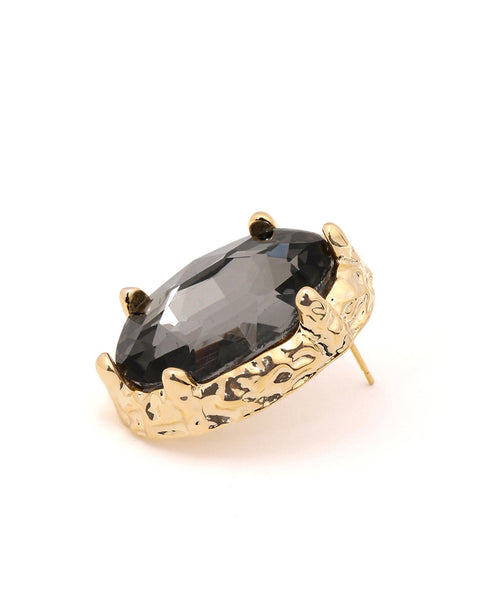 Premium 18kt Gold Plated Crystal Oval Bold Stud Earring