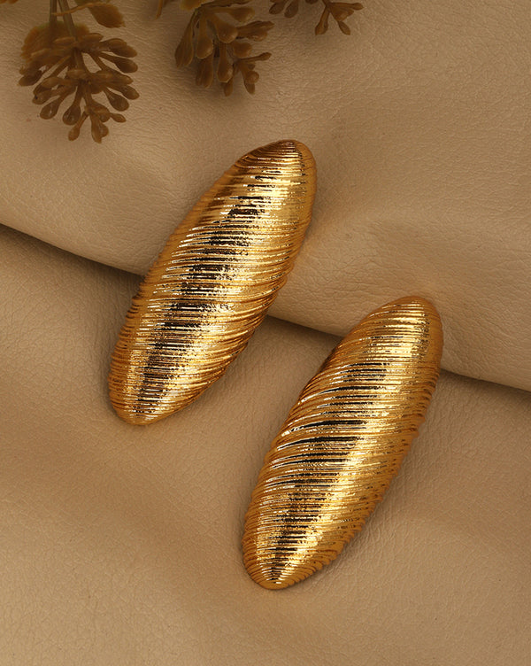 Premium 18kt Gold Plated Oval Bold Stud Earring
