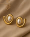 Premium 18kt Gold Plated Pearl Contemporary Bold Stud Earring